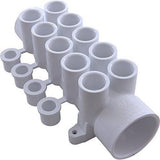 Waterway 672-4630 10-Port Flow Thru 1.5" Slip x SPG Manifold with Plug