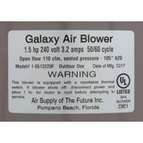 Air Supply Galaxy Pro 6515231 1.5hHP 230v 3.2A Hardwire Blower