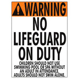 AQ Tech 1001WS1824E Warning No Lifeguard Sign