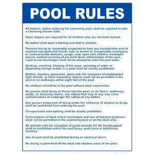 Aquatic 2011WS1824E 18" x 24" Pool Rules (MA) Sign