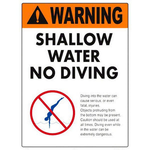 Aquatic 6603WS1824E 18" x 24" Warning Shallow Water No Diving Sign