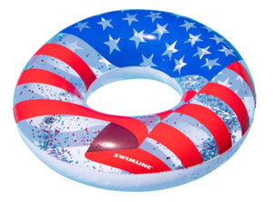 International Leisure 90199 Swimline 30" Americana Glitter Ring Pool Float