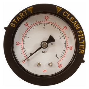 Pentair 190059Z Back Mount 0.25" MPT Pressure Gauge with Clean-Dirty Indicator