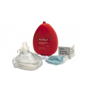 Kemp 10-502 Ambu CPR Mask with O2 Inlet and Head Strap