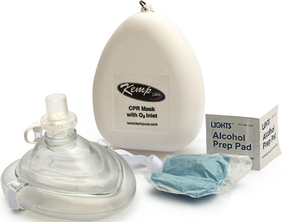 Kemp USA 10-501 CPR Mask with O2 Inlet in Case