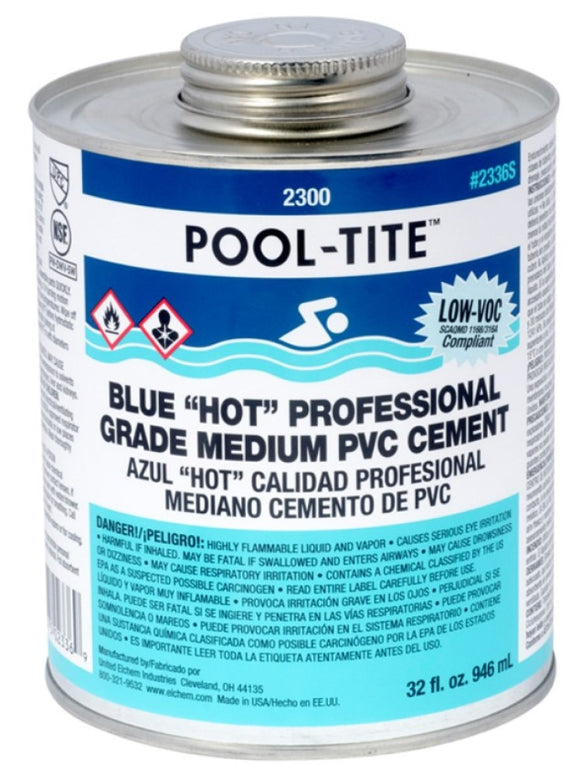 Oatey 2336S United Elchem 2300 Pool-Tite PVC Medium Hot Cement Blue 32 oz 12/CS